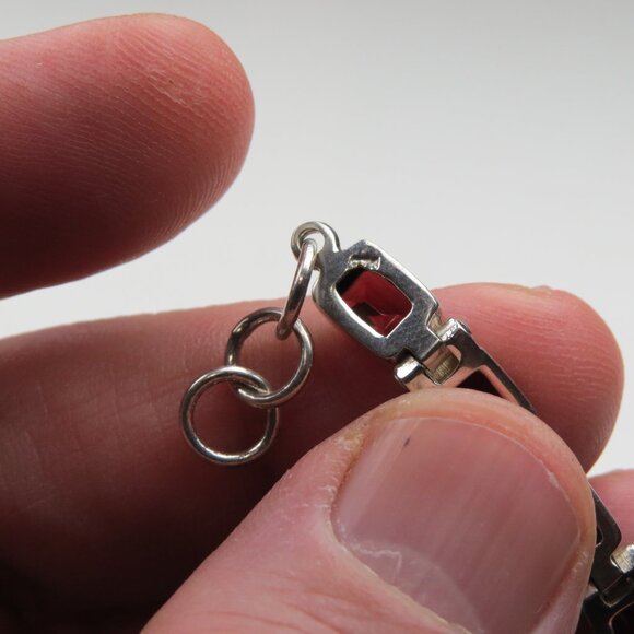 Sterling Silver Garnet Bracelet - Picture 8 of 10